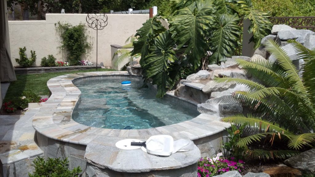Backyard Spa with Water Feature